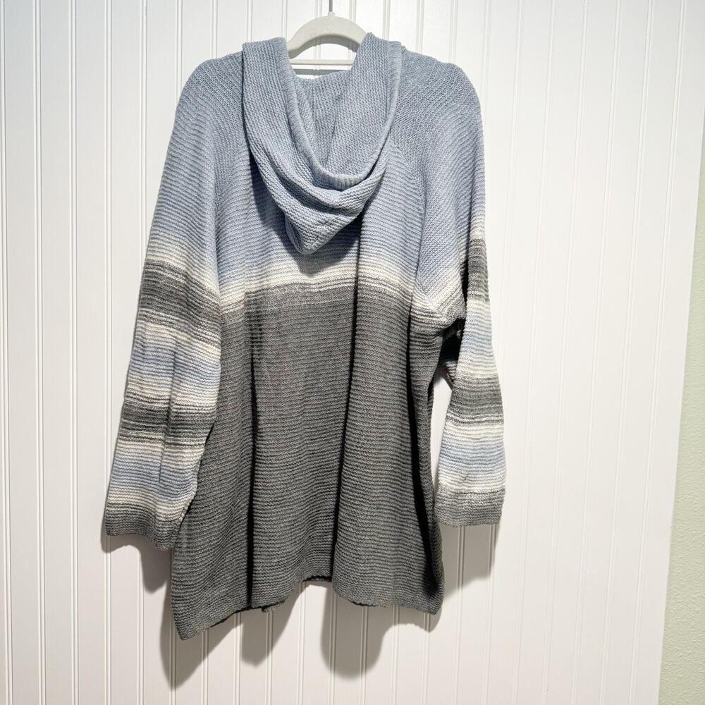 J Jill Striped Hooded Sweater Tunic Blue Gray Plus Size 4X - Picture 5 of 5
